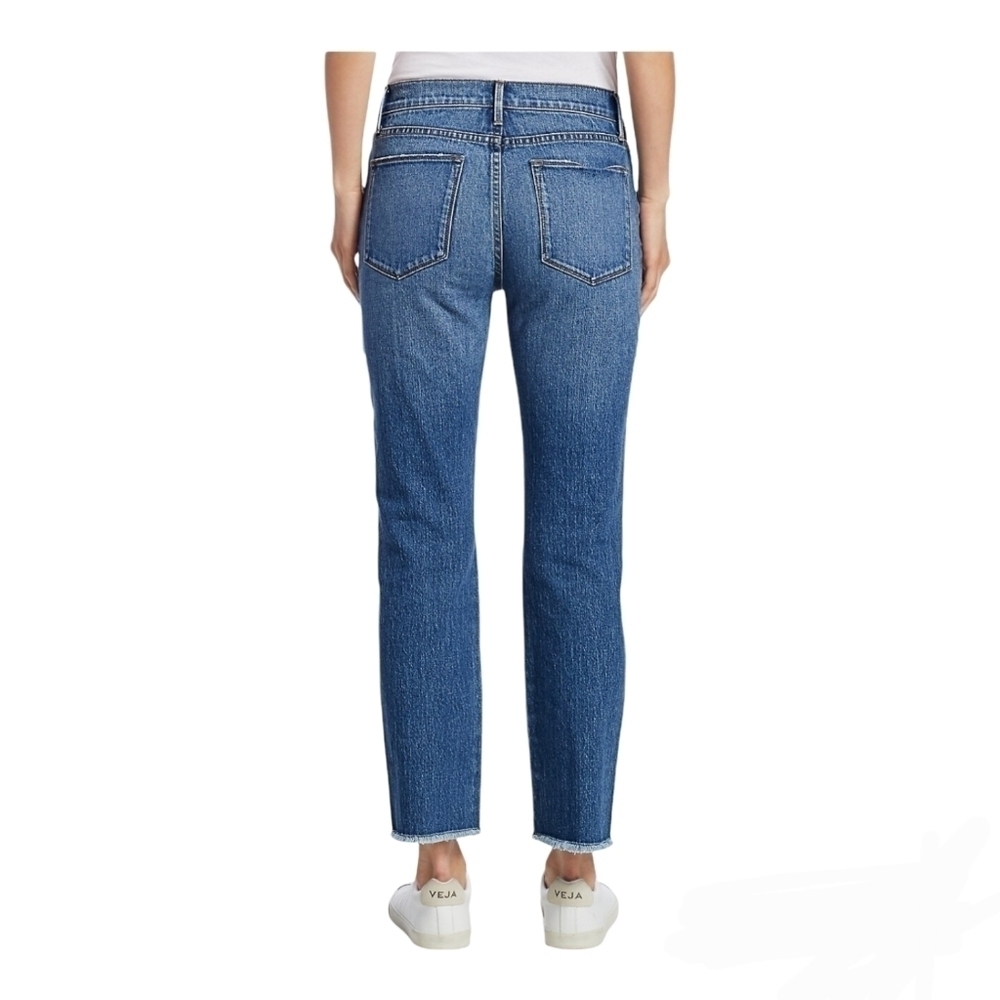 Frame Le High Straight Python Print Leather Patch… - image 3